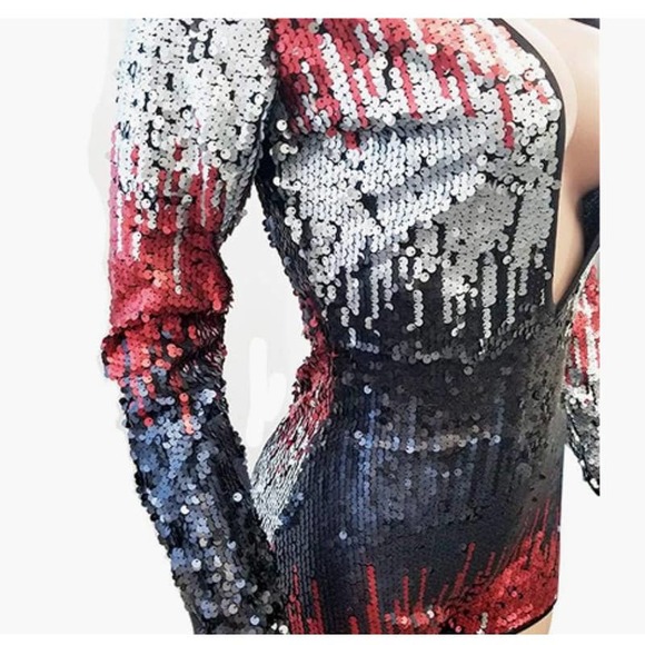 Sexy  Romper  Deep V Neck sparkling beautiful - Picture 1 of 4